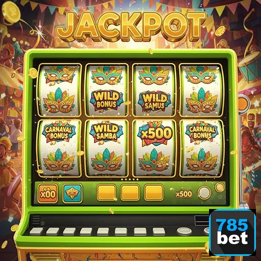 Imagem de uma máquina caça-níqueis com jackpot, disponível no site 785bet.